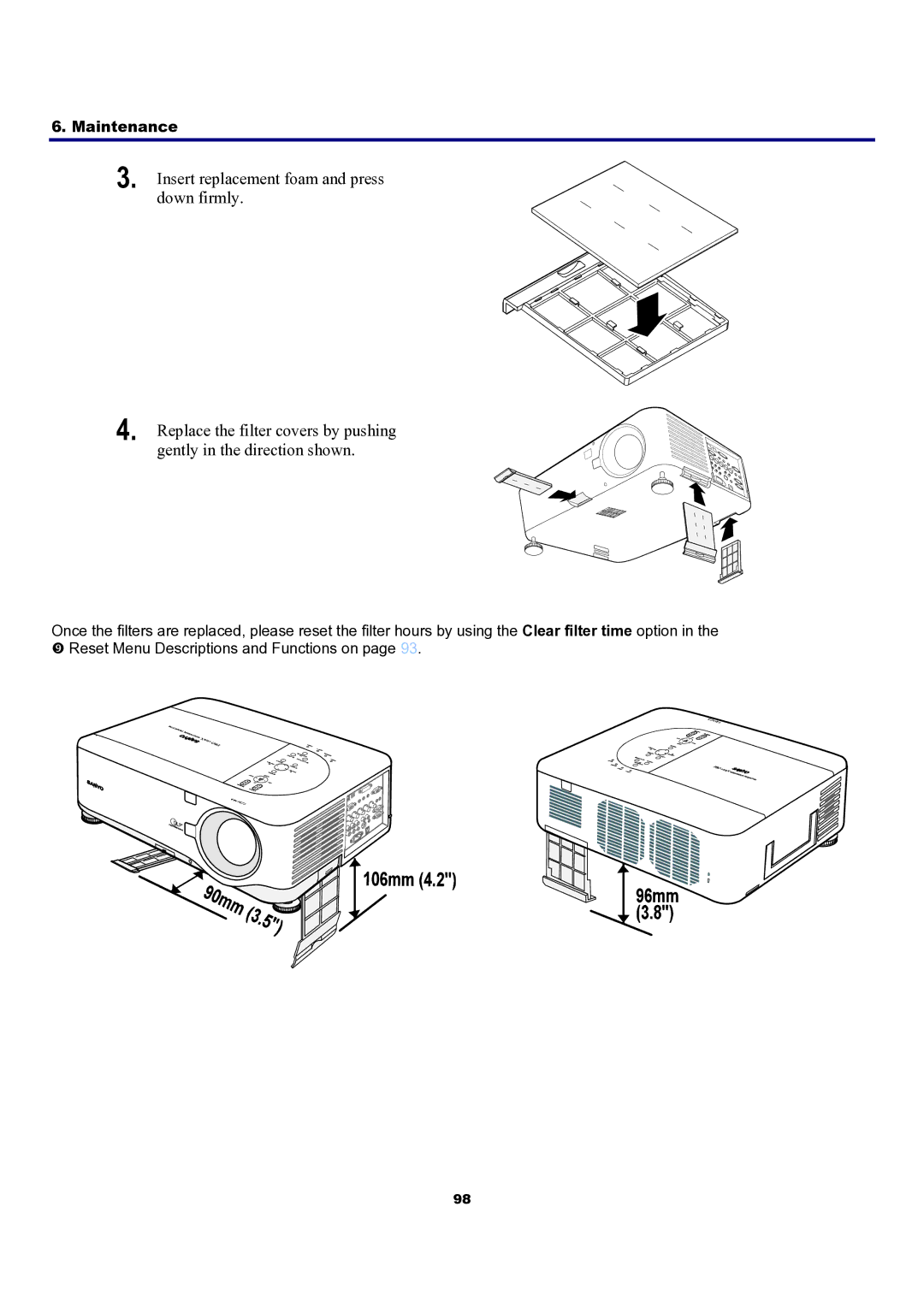 Sanyo PDG-DXT10KL, PDG-DXT10L manual Maintenance 