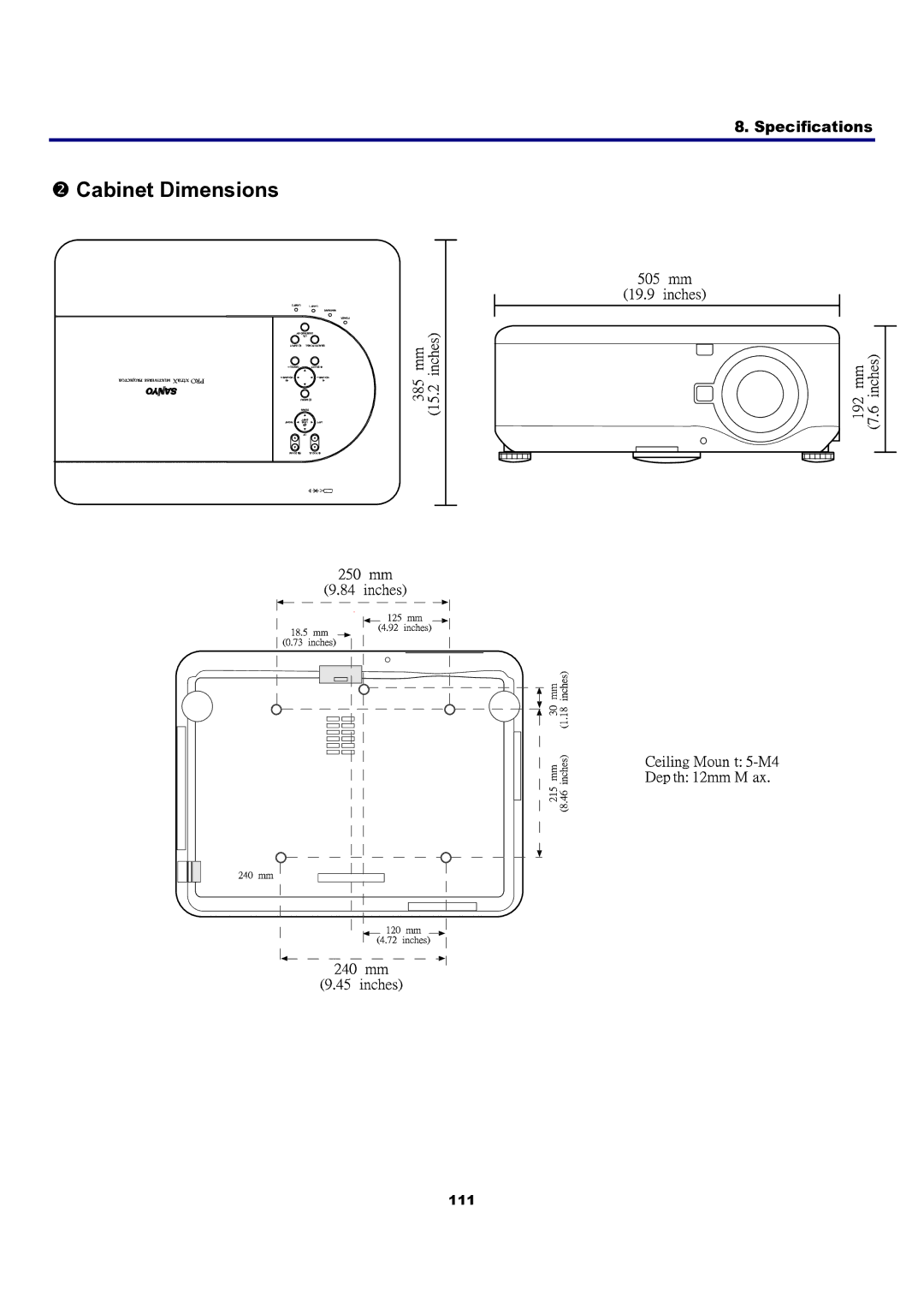 Sanyo PDG-DXT10L, PDG-DXT10KL manual Cabinet Dimensions 