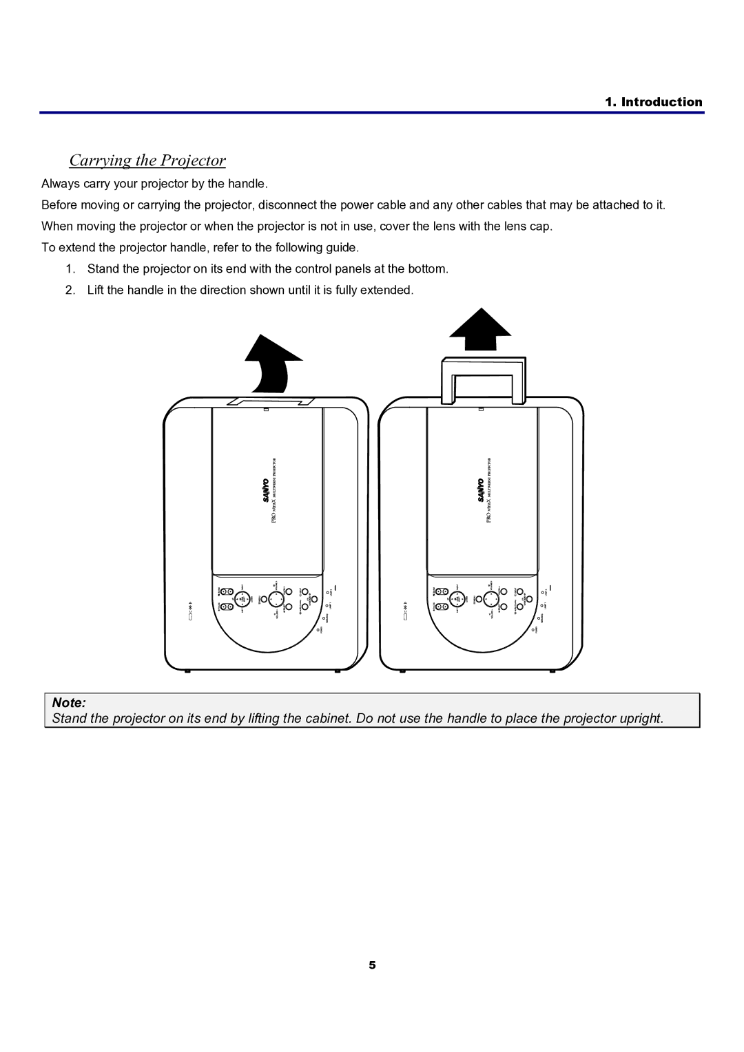 Sanyo PDG-DXT10L, PDG-DXT10KL manual Carrying the Projector 