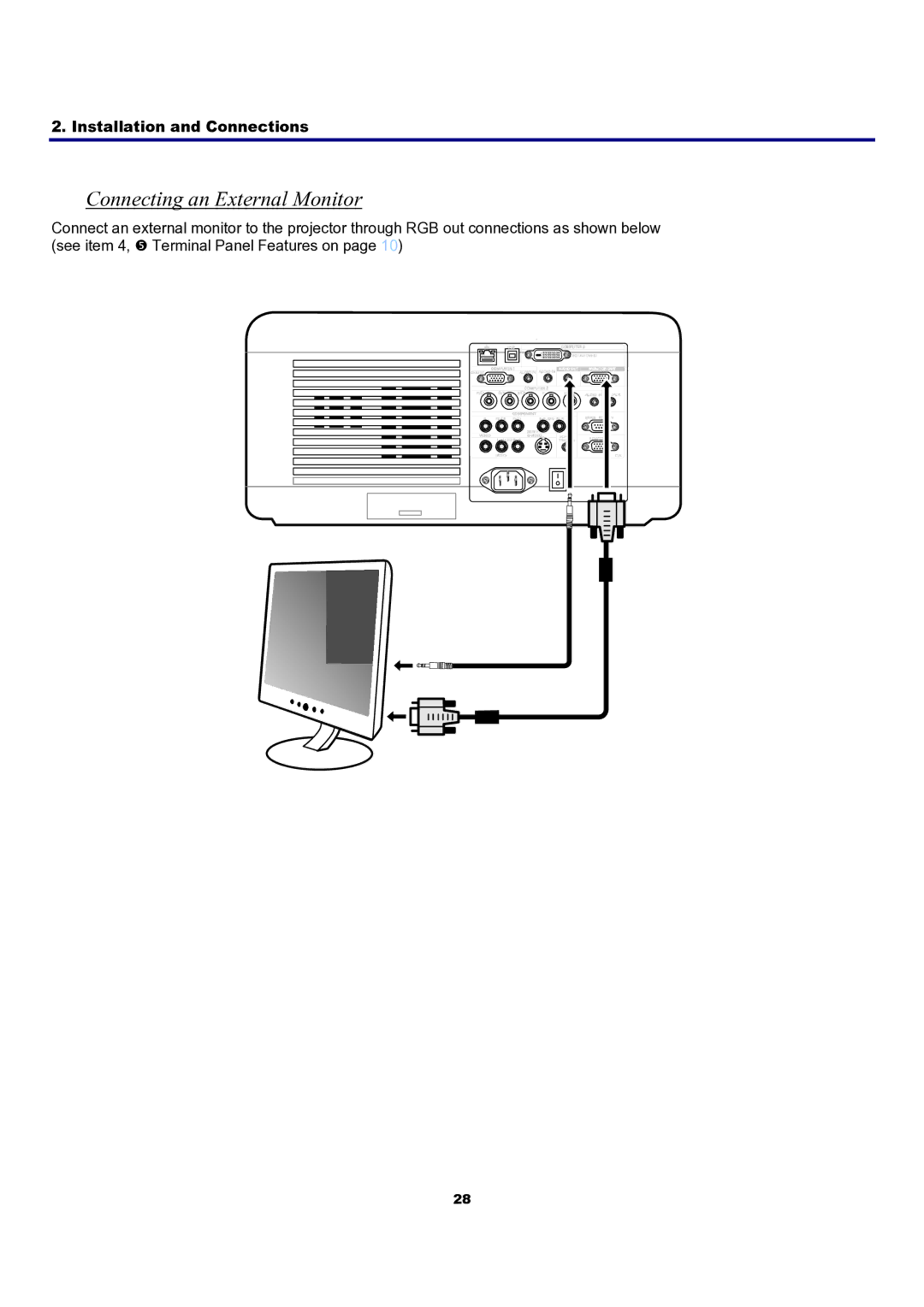 Sanyo PDG-DXT10KL, PDG-DXT10L manual Connecting an External Monitor 