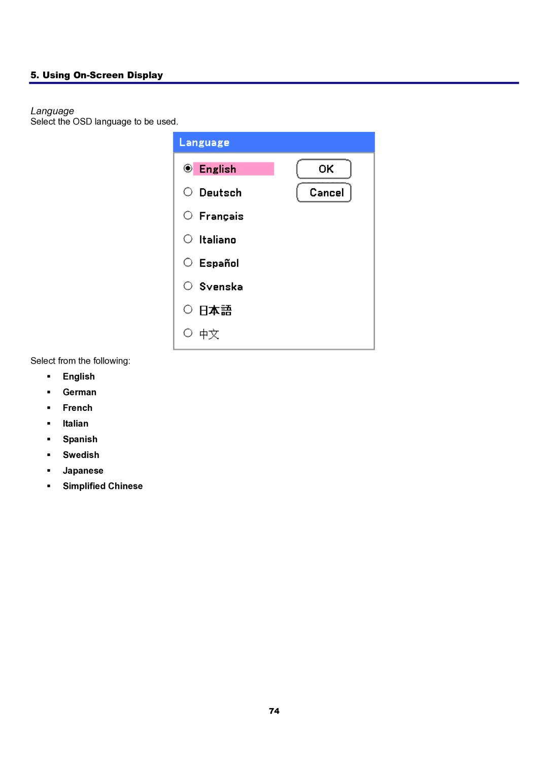 Sanyo PDG-DXT10KL, PDG-DXT10L manual Language 