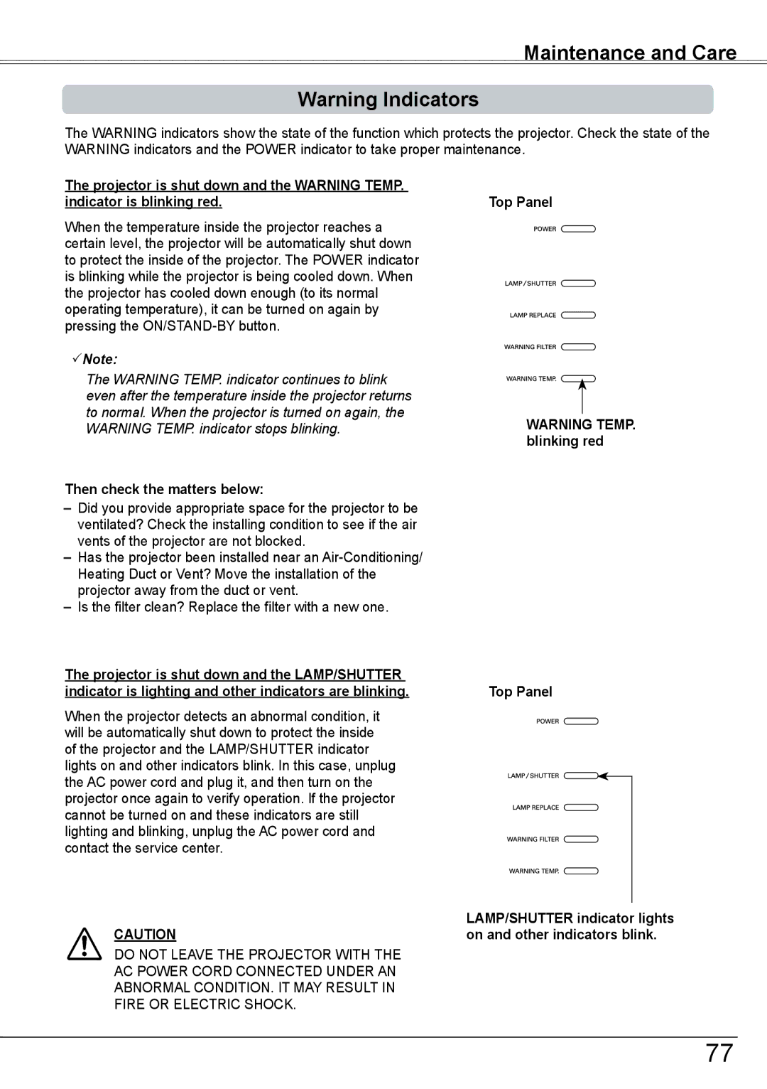 Sanyo PLC-HP7000L owner manual Then check the matters below, Is the filter clean? Replace the filter with a new one 