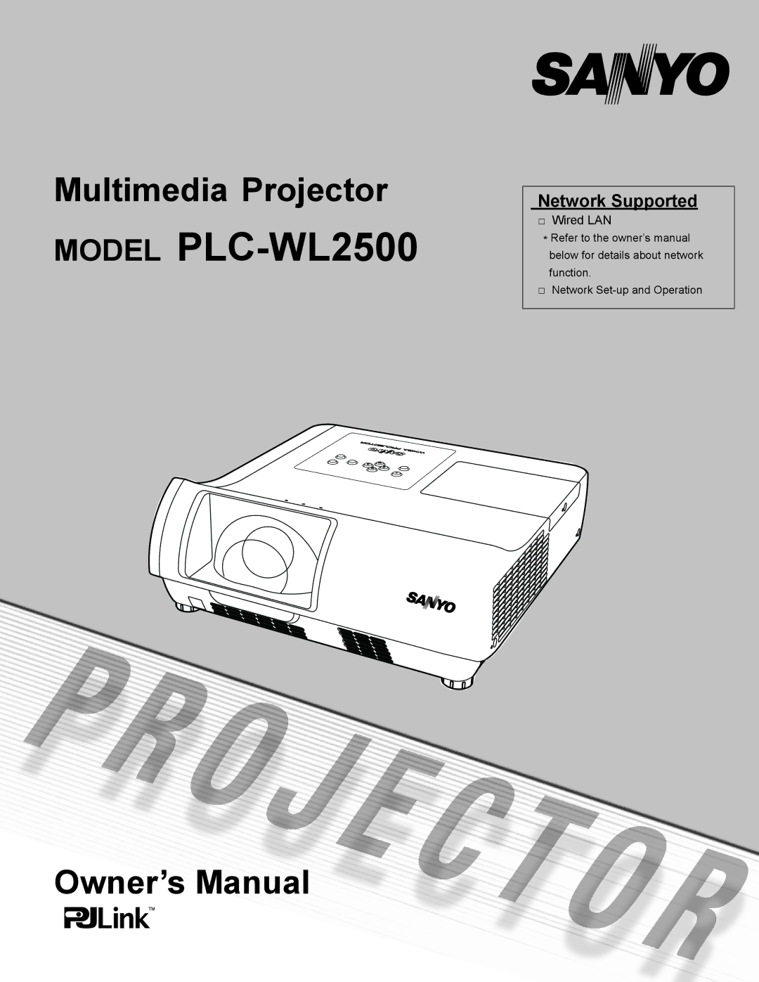 Sanyo owner manual Model PLC-WL2500, Network Supported 