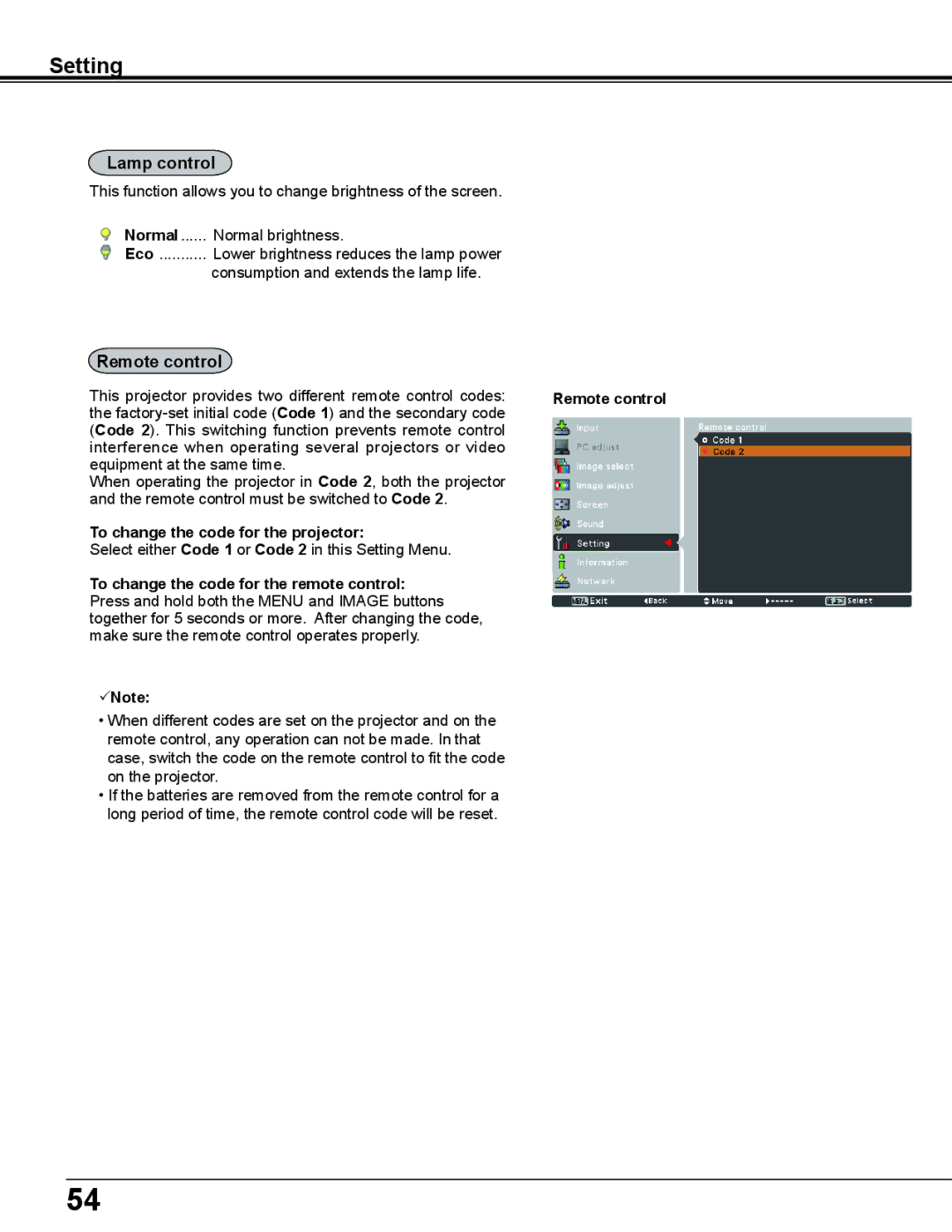 Sanyo PLC-WL2503A owner manual Lamp control, Remote control, To change the code for the projector 