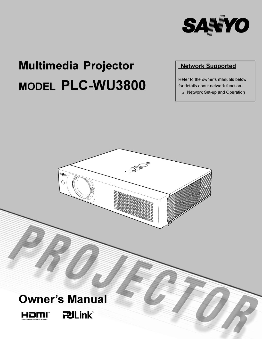 Sanyo owner manual Model PLC-WU3800, Network Supported 