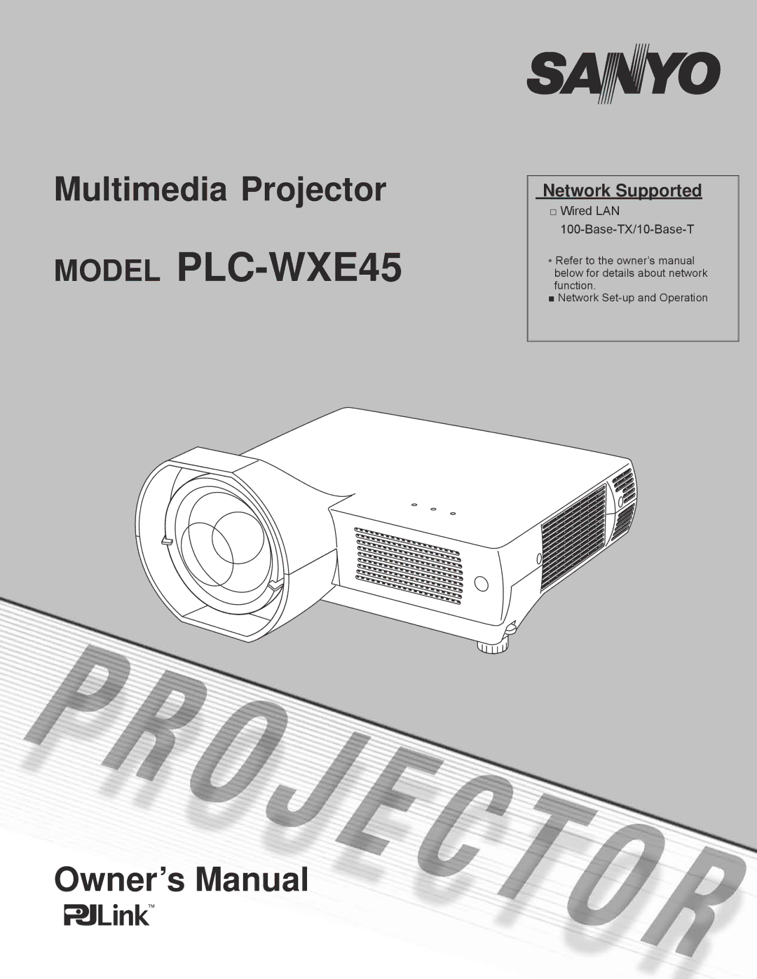 Sanyo owner manual Model PLC-WXE45, Network Supported 