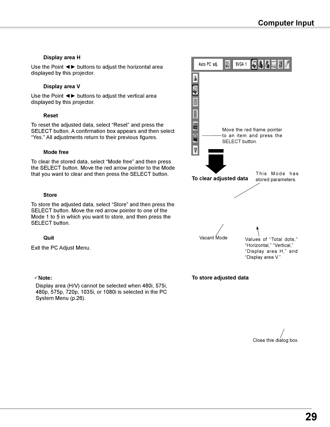 Sanyo PLC-WXL46 owner manual Computer Input 