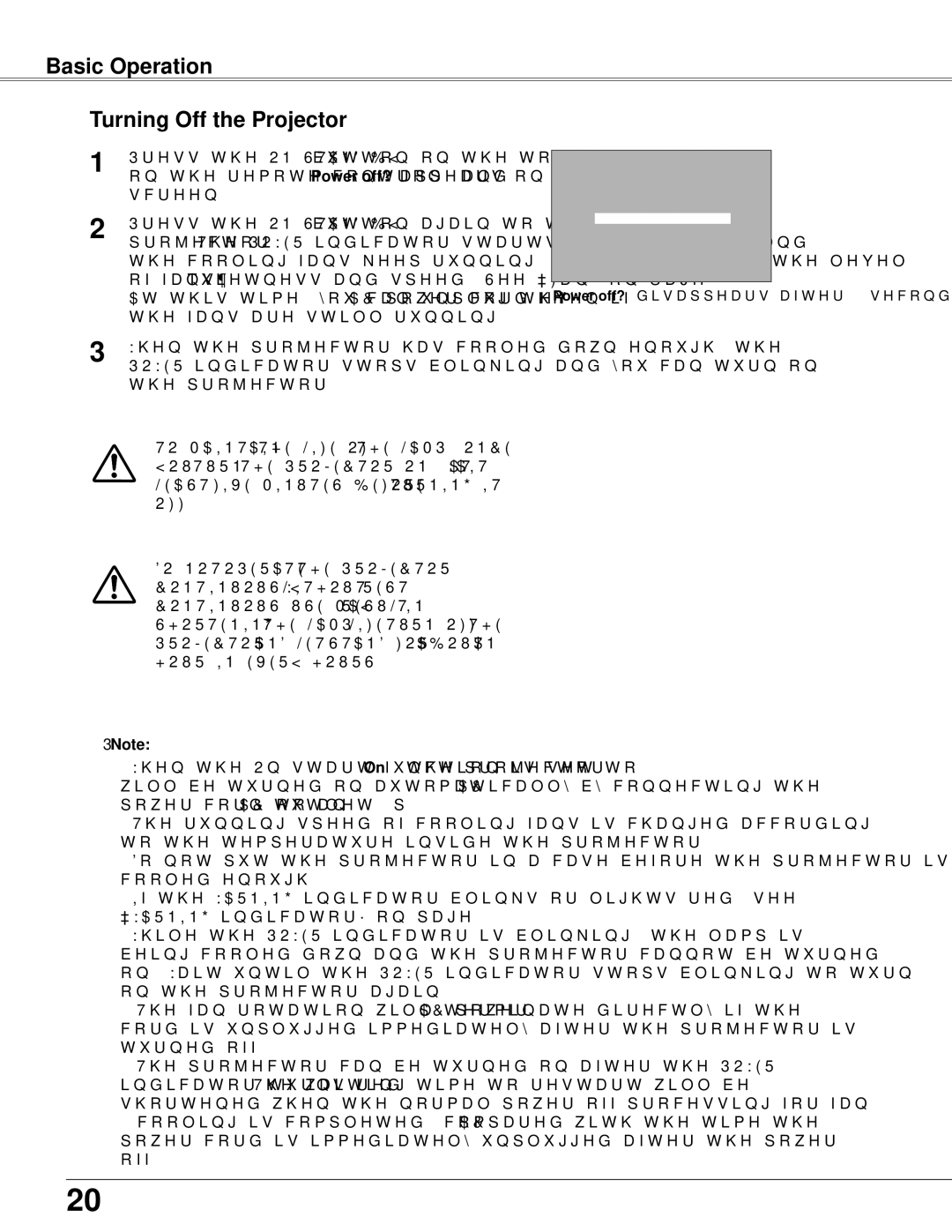 Sanyo PLC-WXU300K owner manual Basic Operation Turning Off the Projector 