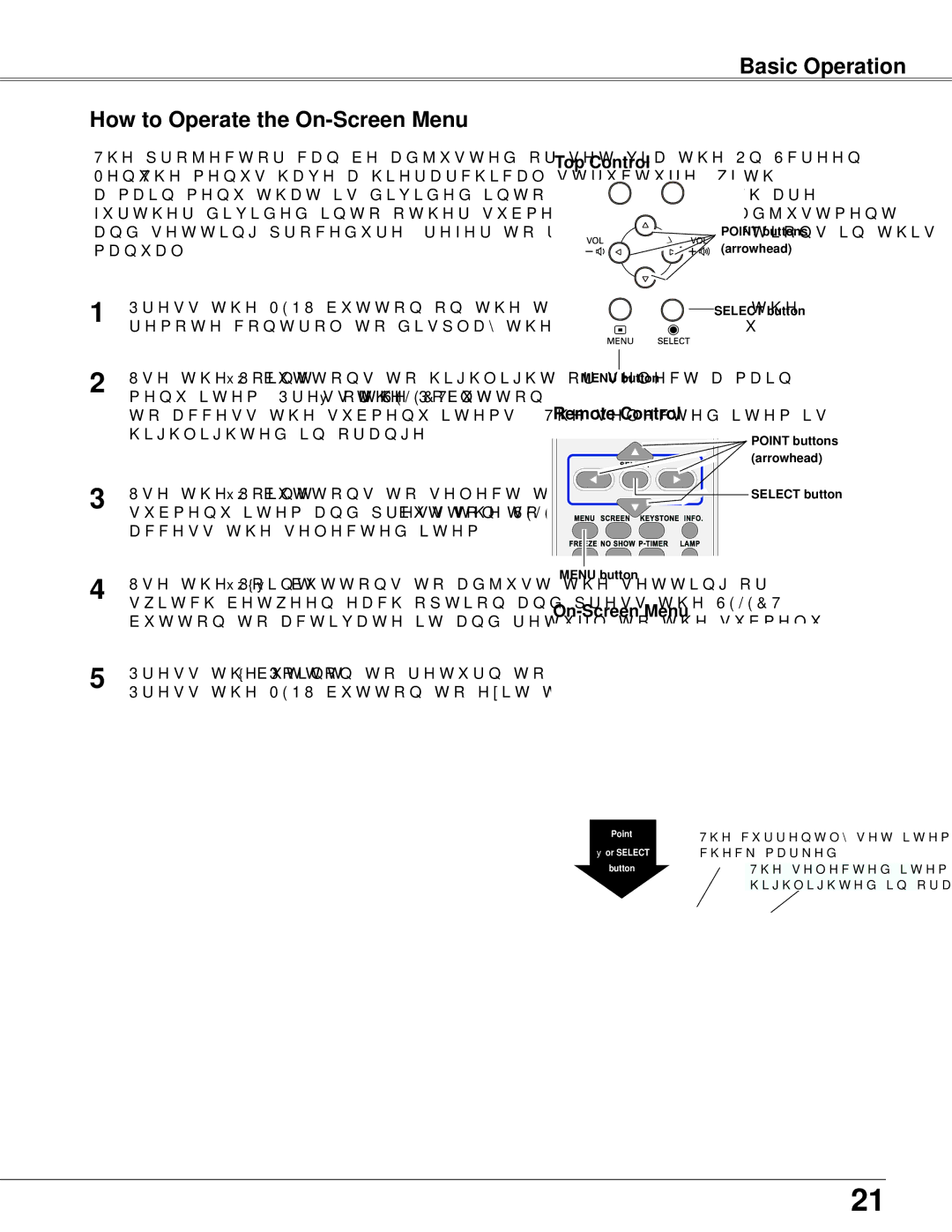 Sanyo PLC-WXU300K owner manual Basic Operation How to Operate the On-Screen Menu, Top Control, Remote Control 