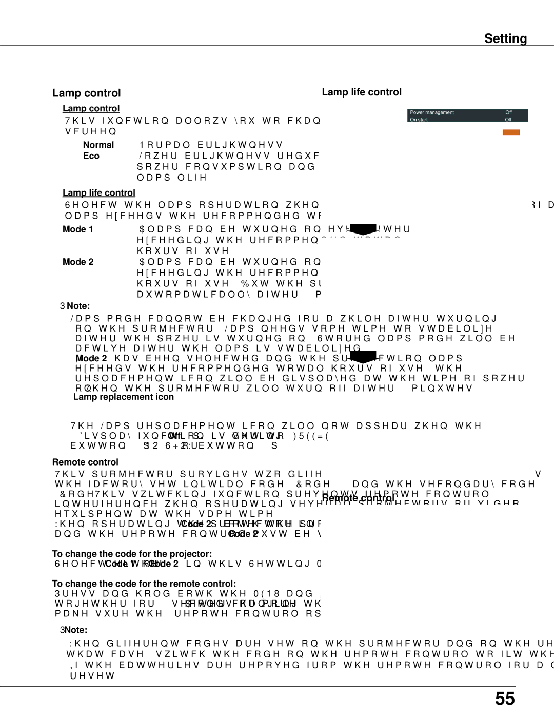 Sanyo PLC-WXU300K owner manual Lamp control, Lamp life control 