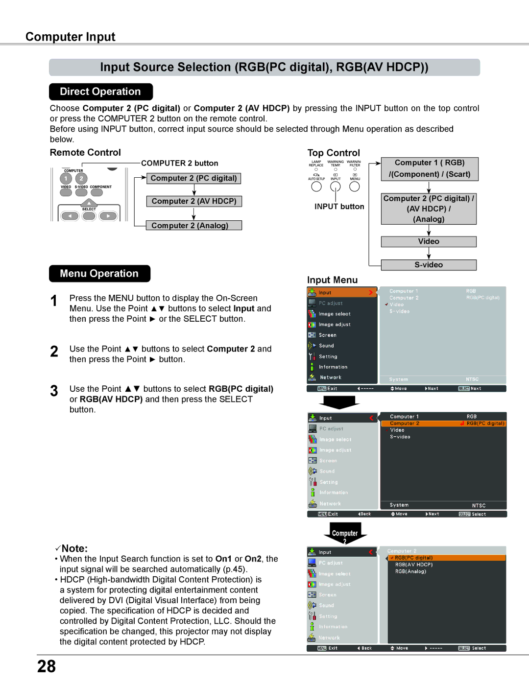 Sanyo PLC-XC56 owner manual Use the Point buttons to select Computer 2 