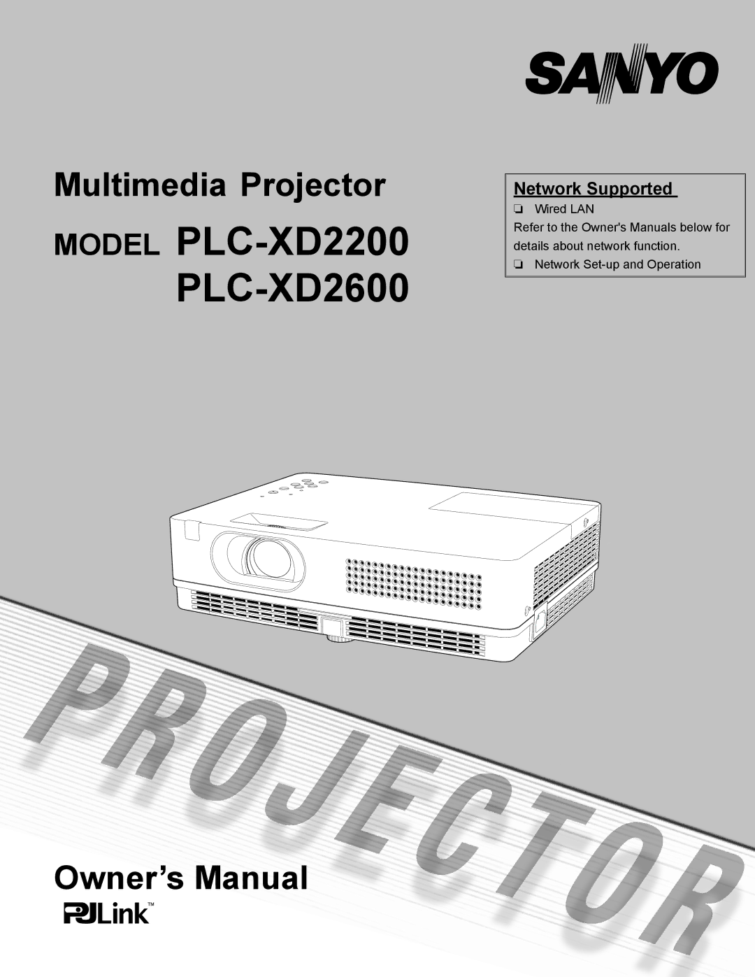 Sanyo owner manual Model PLC-XD2200 PLC-XD2600, Network Supported 