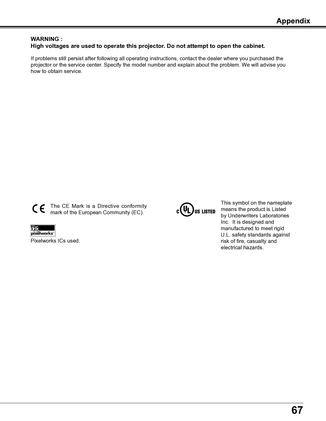 Sanyo PLC-XE34 owner manual Appendix 