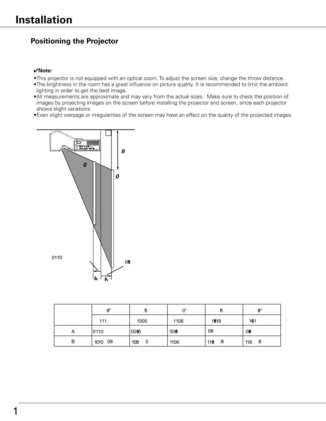 Sanyo PLC-XE50 owner manual Installation, Positioning the Projector 