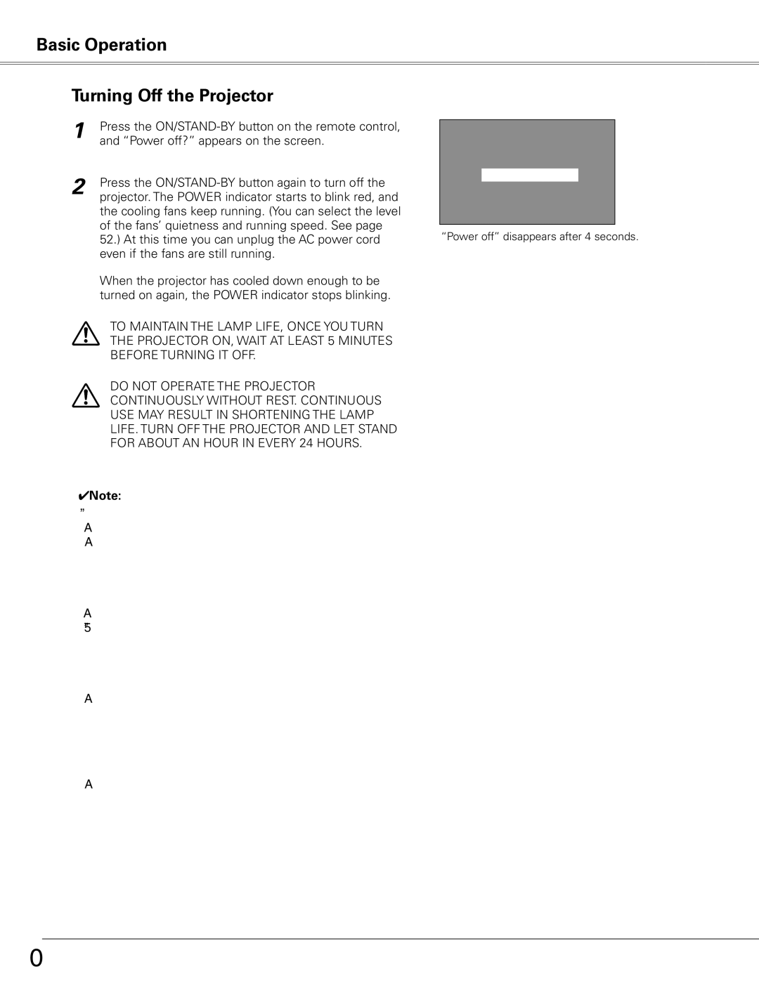 Sanyo PLC-XE50 owner manual Basic Operation Turning Off the Projector 