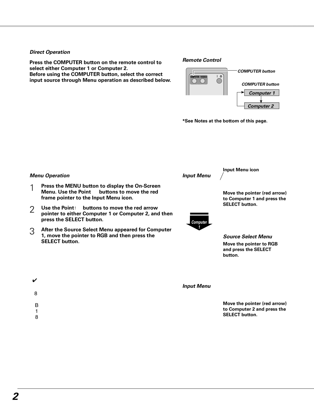 Sanyo PLC-XE50 owner manual Computer Input, Input Source Selection, Input Menu, Source Select Menu 