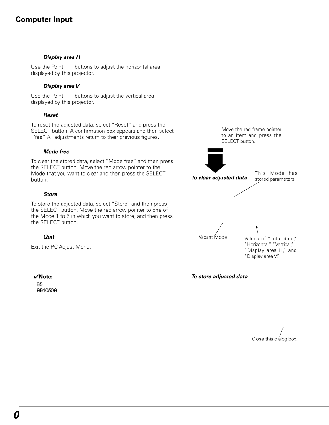 Sanyo PLC-XE50 owner manual Computer Input 