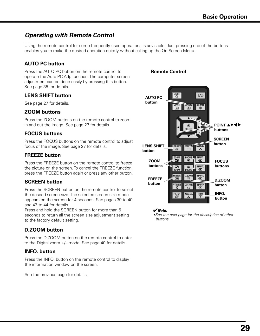 Sanyo PLC-XF71 owner manual Operating with Remote Control 