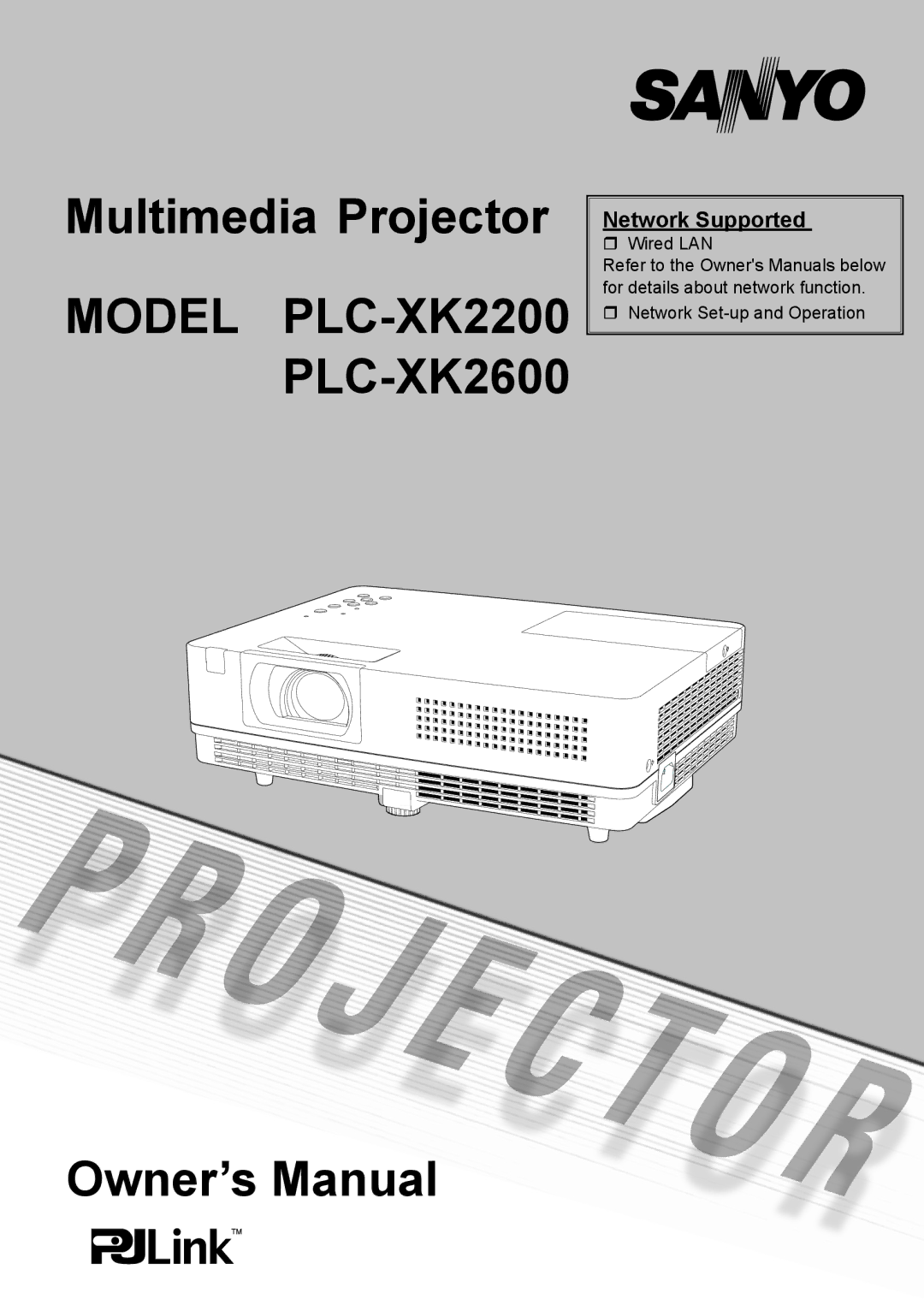 Sanyo owner manual Model PLC-XK2200 PLC-XK2600, Network Supported 