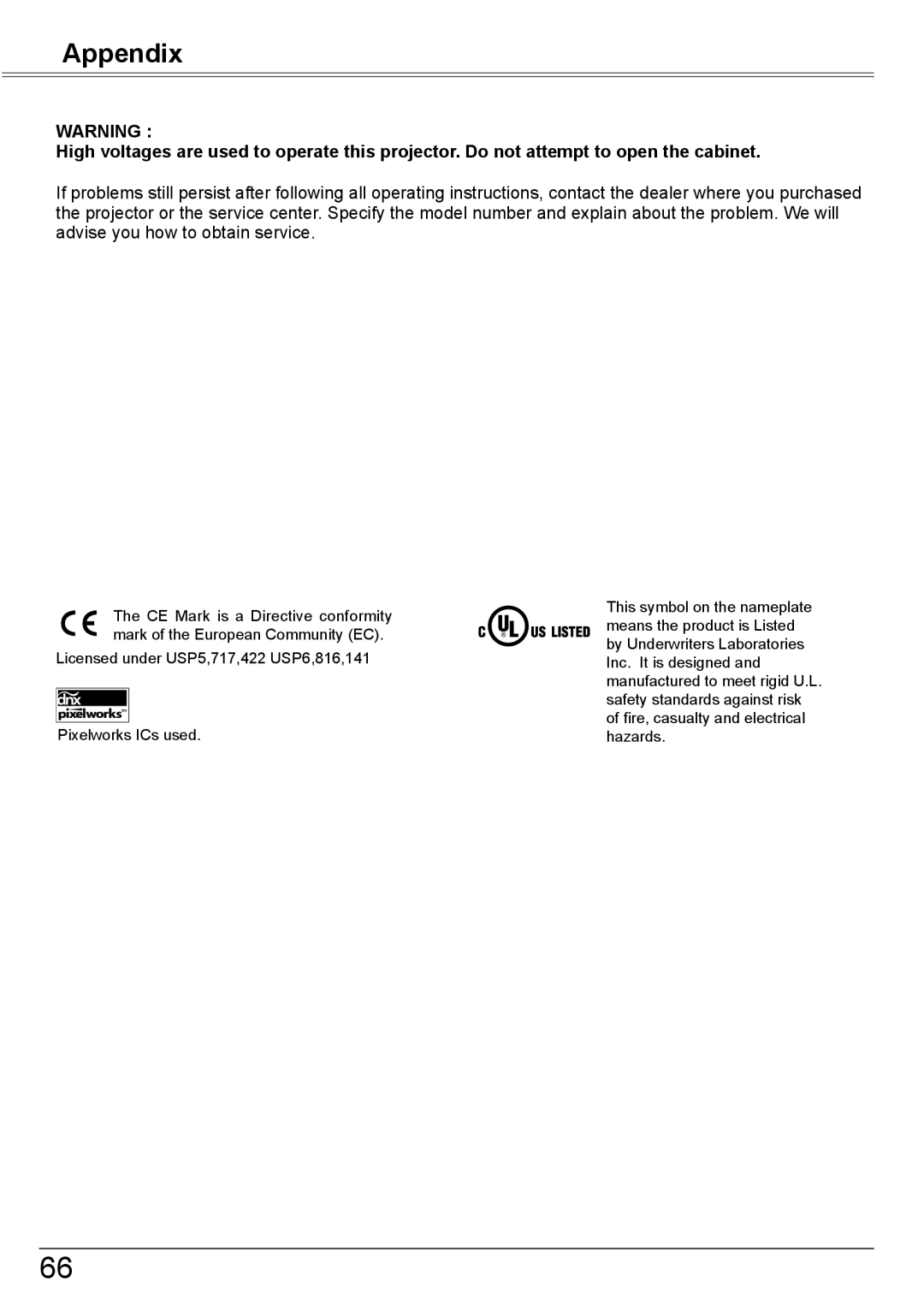 Sanyo PLC-XK2600 owner manual Appendix 