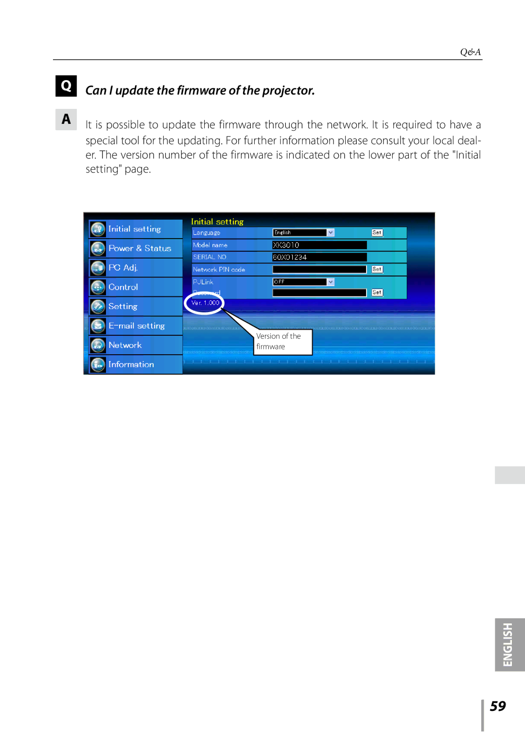 Sanyo PLC-XK3010 owner manual Can I update the firmware of the projector 