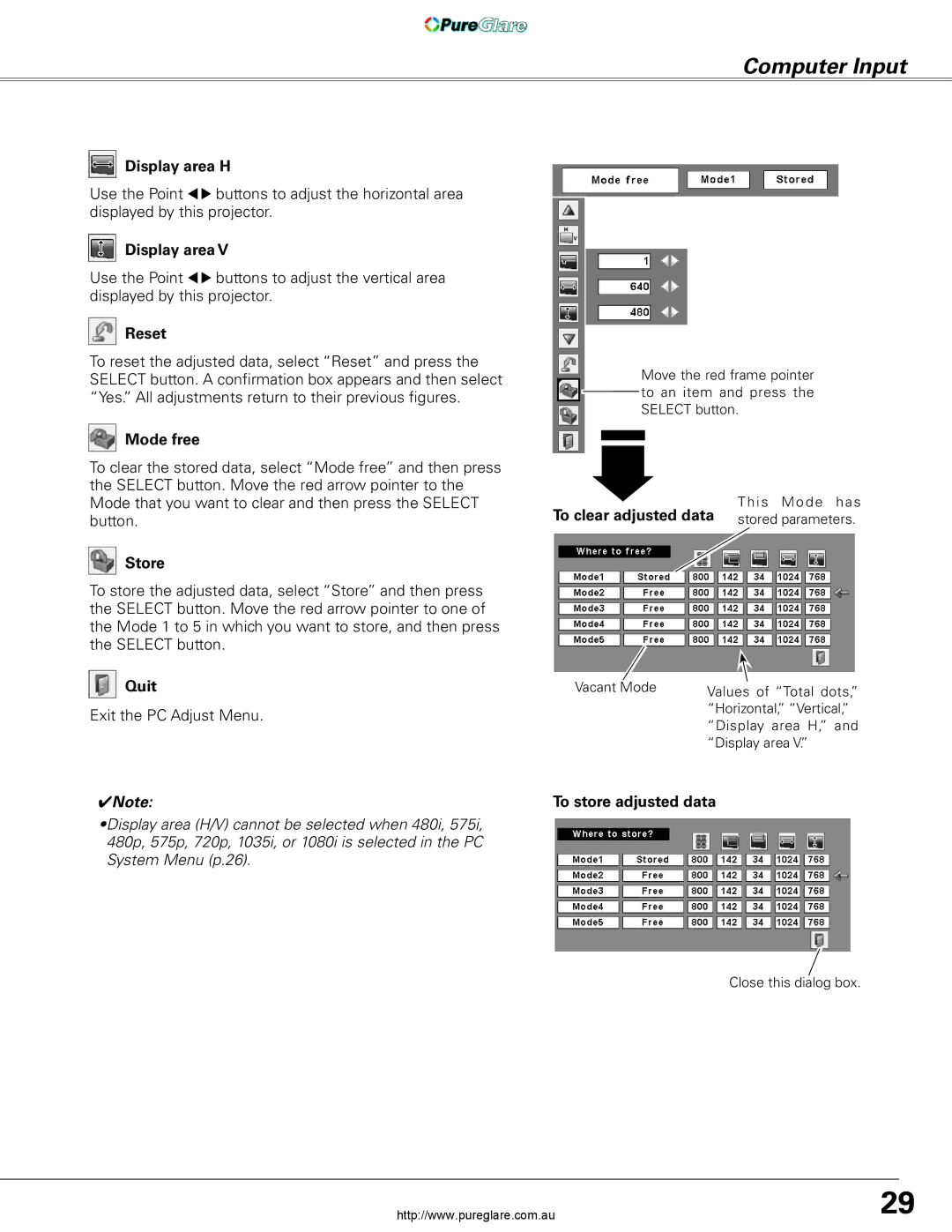 Sanyo PLC-XL45 owner manual Computer Input 