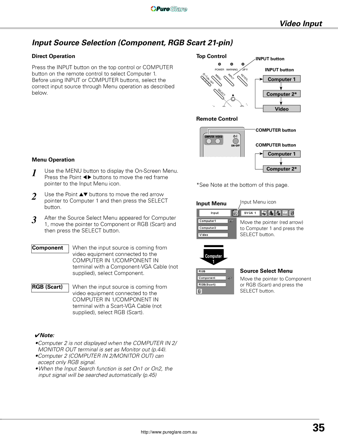 Sanyo PLC-XL45 owner manual Source Select Menu, RGB Scart 