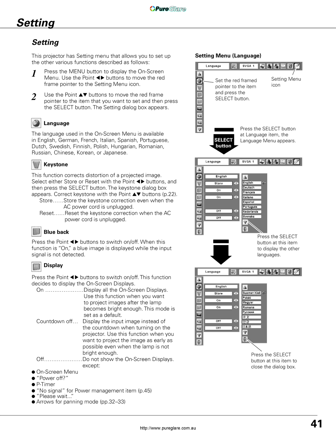 Sanyo PLC-XL45 owner manual Setting 