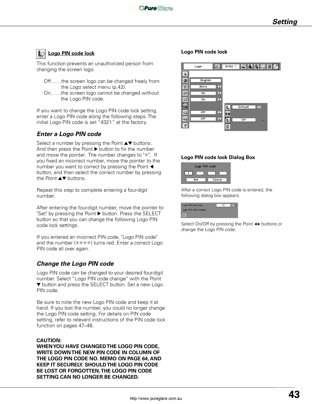 Sanyo PLC-XL45 owner manual Enter a Logo PIN code, Logo PIN code lock 