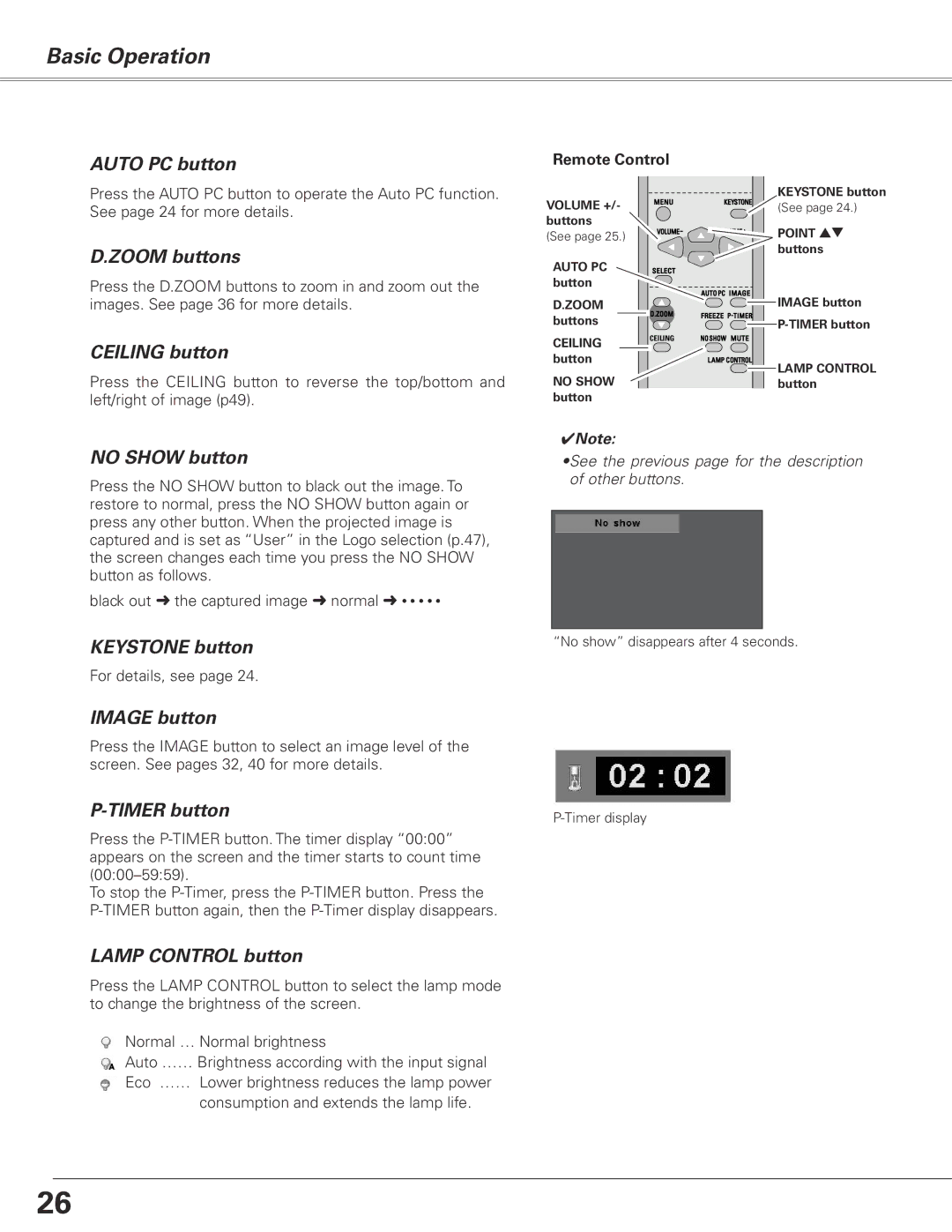 Sanyo PLC-XL50 owner manual Basic Operation 