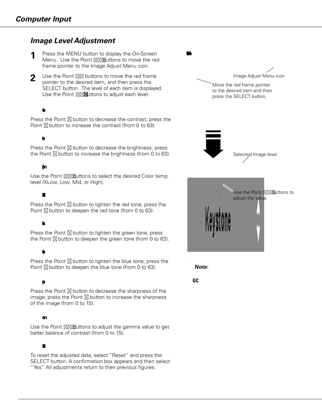 Sanyo PLC-XL50 owner manual Computer Input Image Level Adjustment 