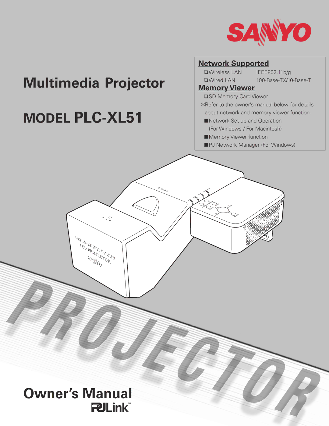 Sanyo owner manual Model PLC-XL51 