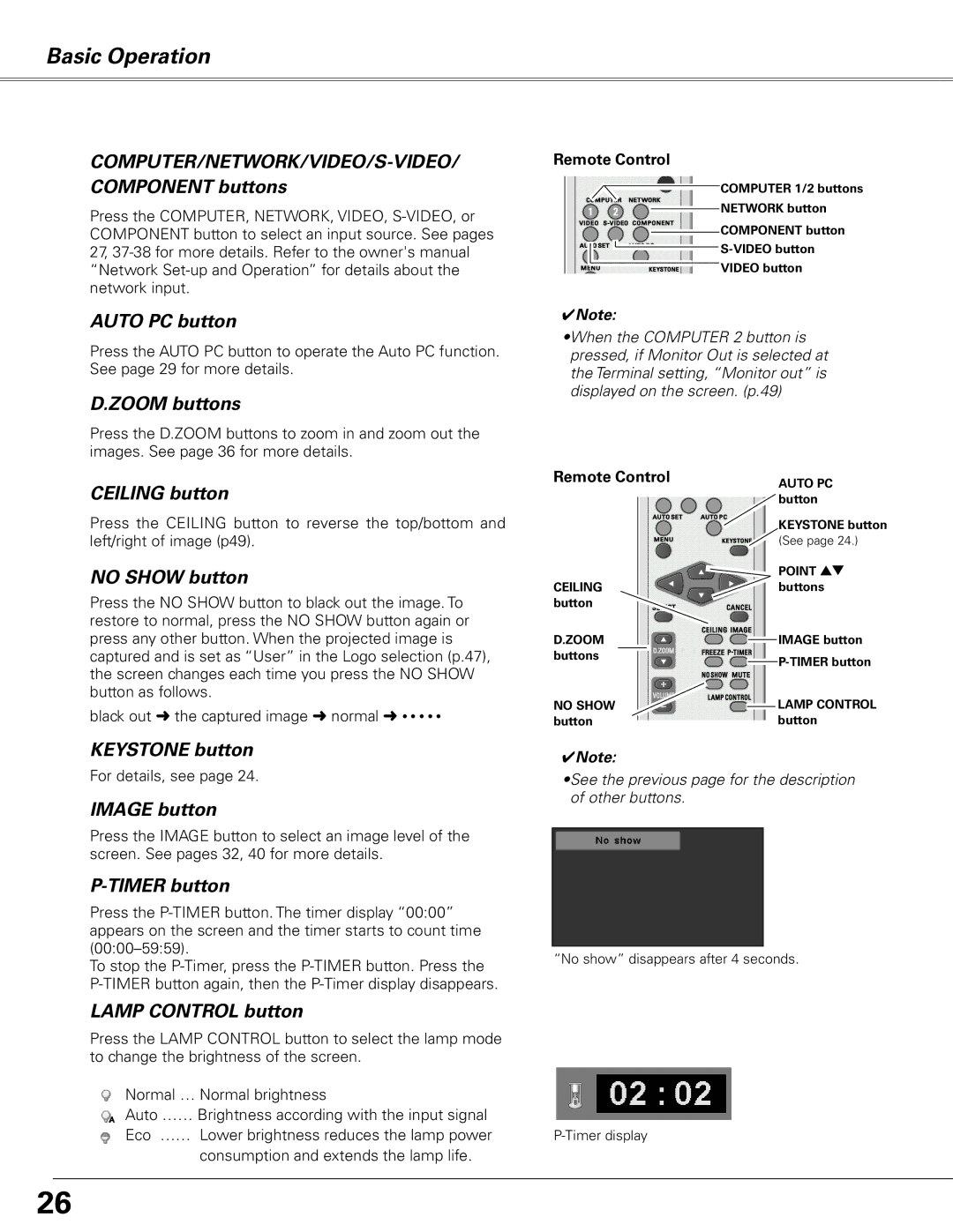 Sanyo PLC-XL51 owner manual Basic Operation 