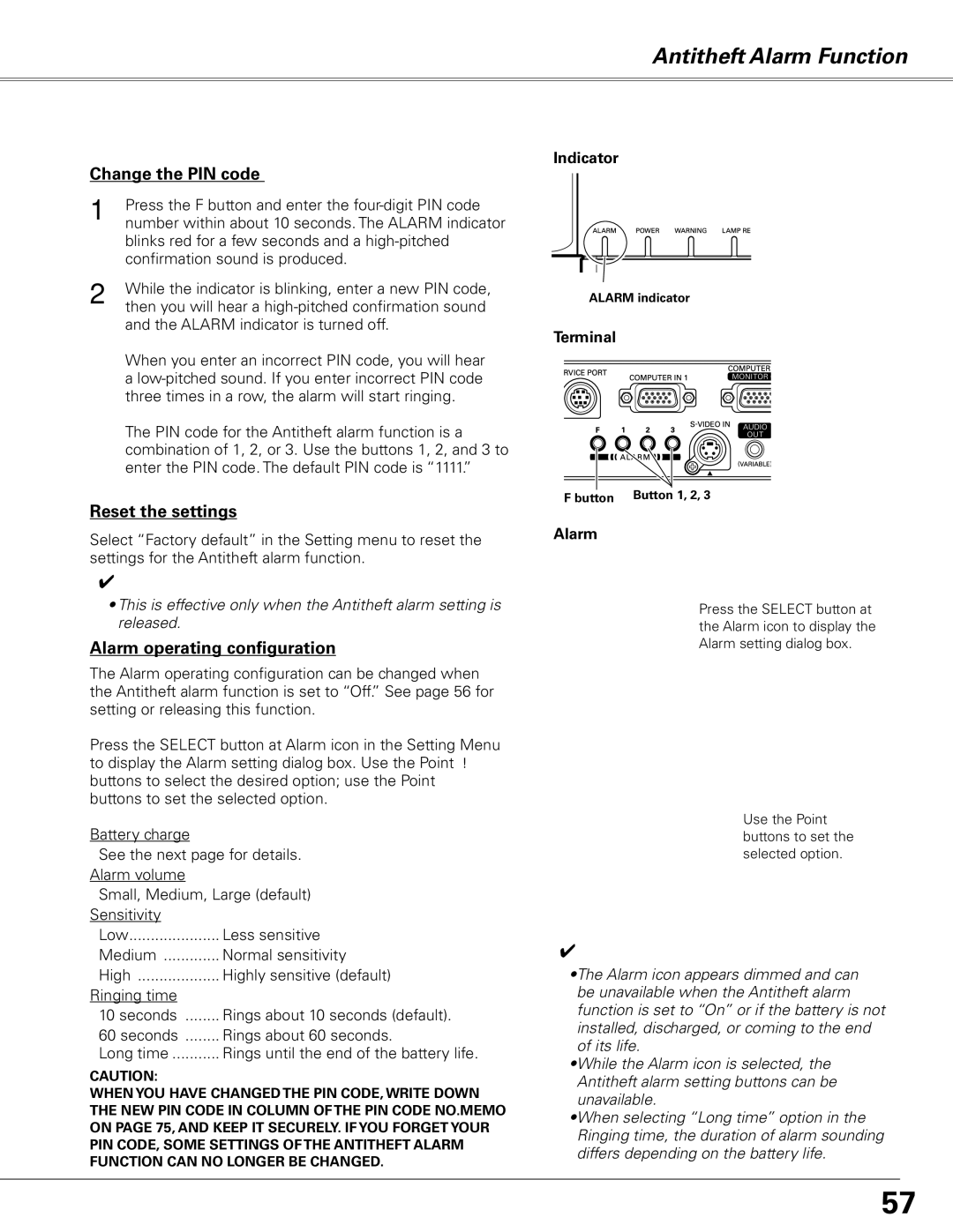 Sanyo PLC-XL51 owner manual Antitheft Alarm Function, Other settings 