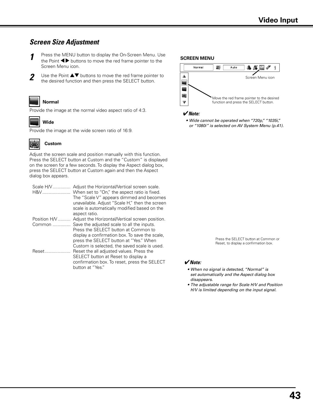 Sanyo PLC-XP100L, PLC-XP100BKL owner manual Provide the image at the normal video aspect ratio 