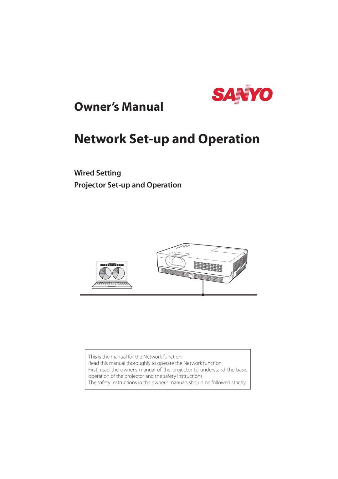 Sanyo PLC-XR251, PLC-XR201 owner manual Network Set-up and Operation, Wired Setting Projector Set-up and Operation 