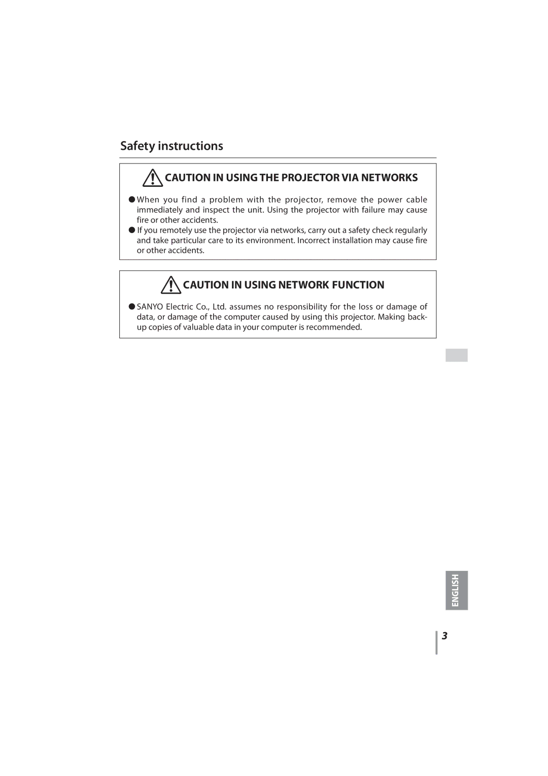 Sanyo PLC-XR251, PLC-XR201 owner manual Safety instructions 