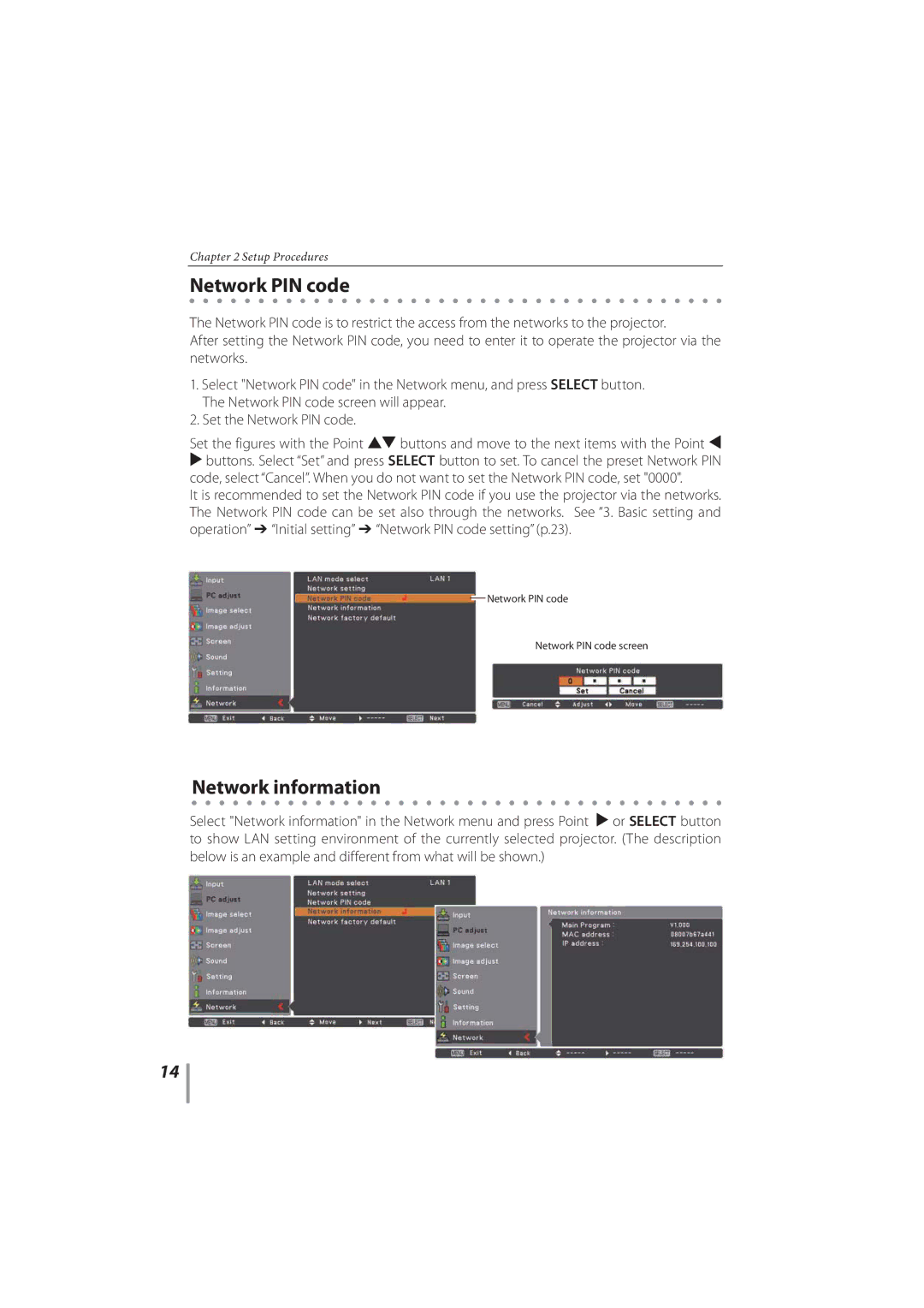 Sanyo PLC-XR201, PLC-XR251 owner manual Network PIN code 