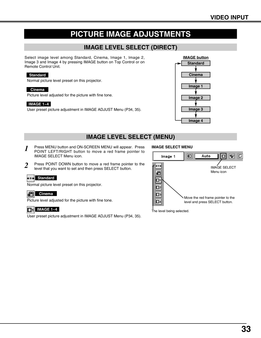 Sanyo PLC-XT16, PLC-XT11 owner manual Picture Image Adjustments, Cinema 