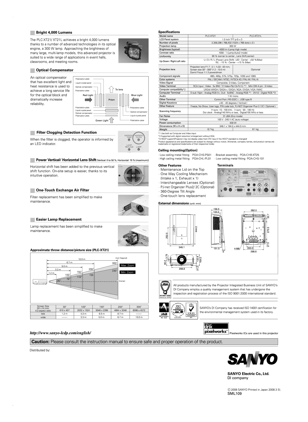 Sanyo PLC-XT21L manual 