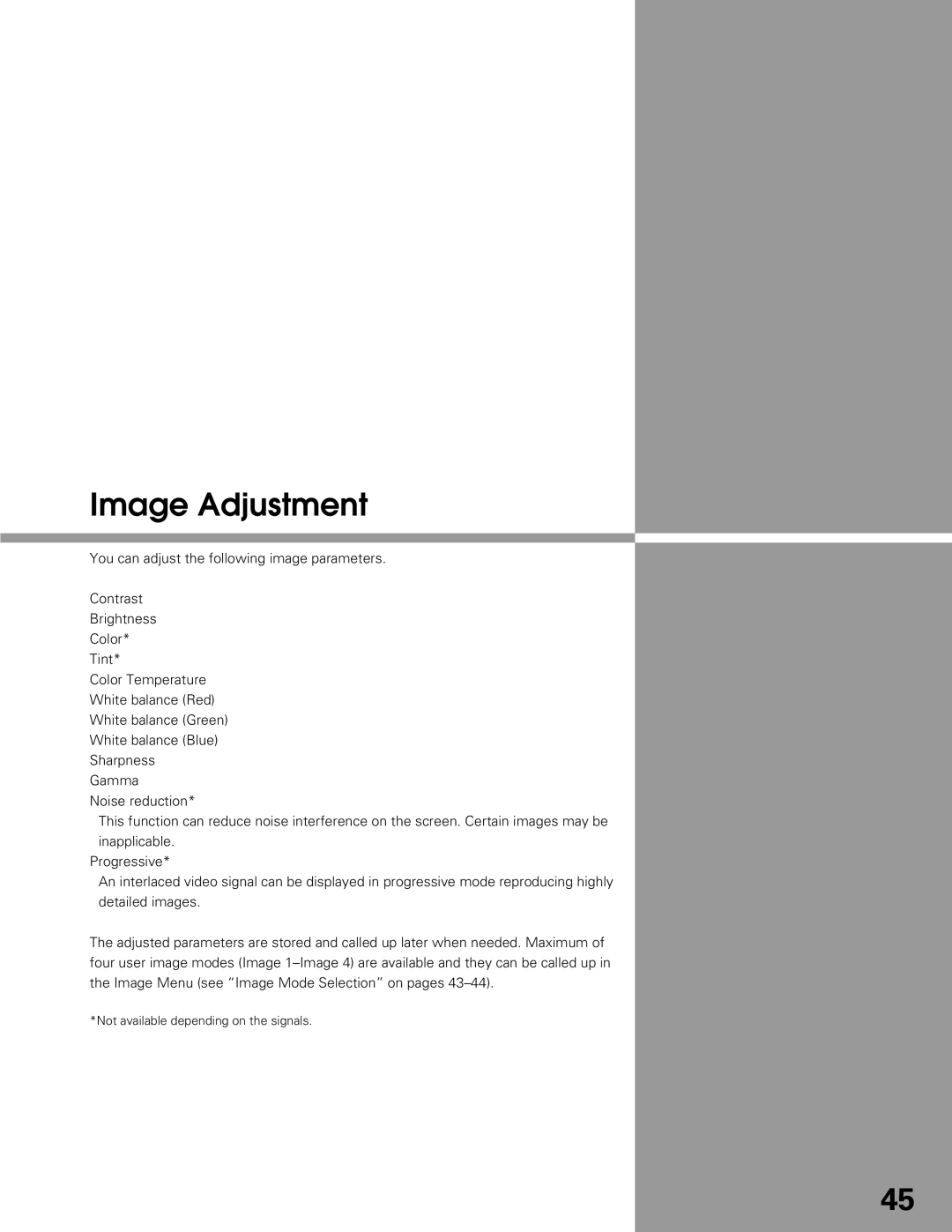 Sanyo PLC-XT25K, PLC-XT20L*, PLC-XT20K owner manual Image Adjustment 