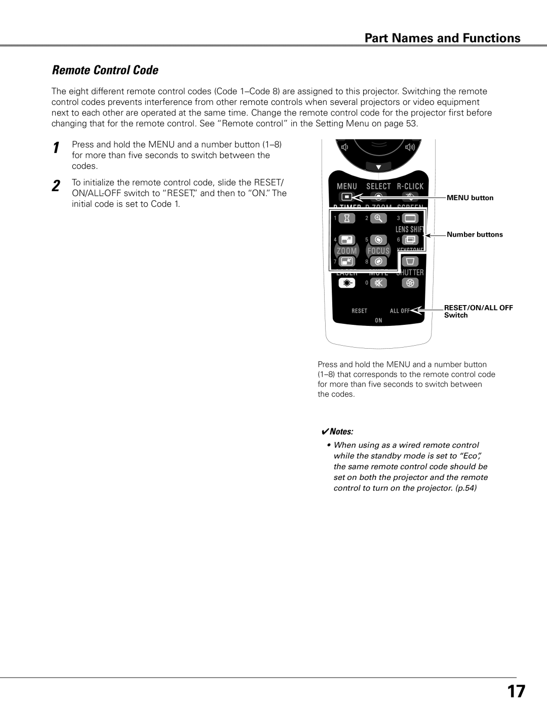 Sanyo PLC-XTC50L owner manual Remote Control Code 