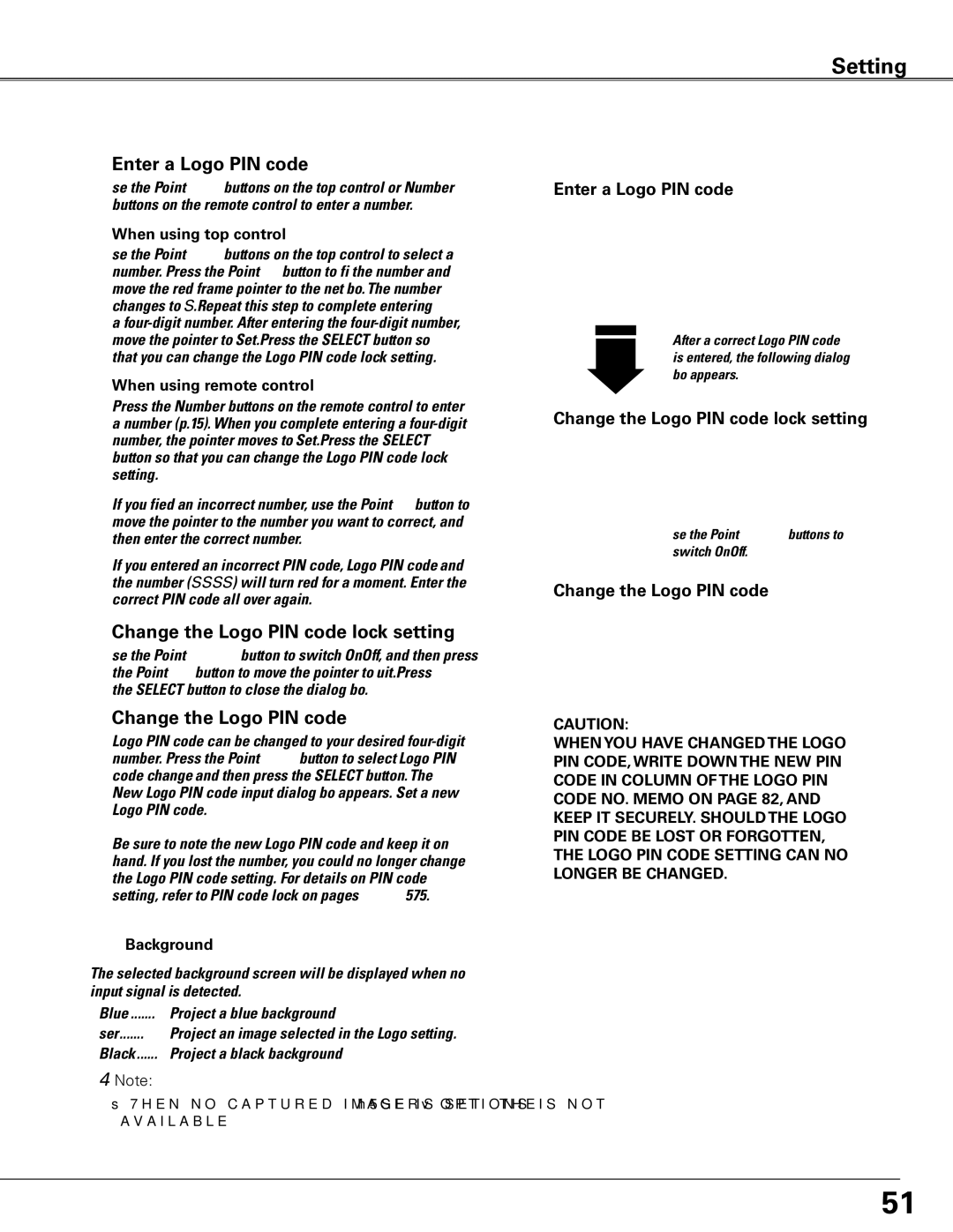 Sanyo PLC-XTC50L owner manual Enter a Logo PIN code, Change the Logo PIN code lock setting, Change the Logo PIN code 