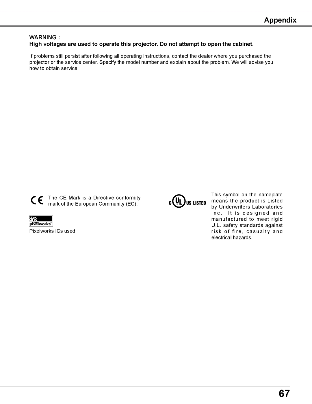 Sanyo PLC-XU300K, PLC-XU350K owner manual Appendix 