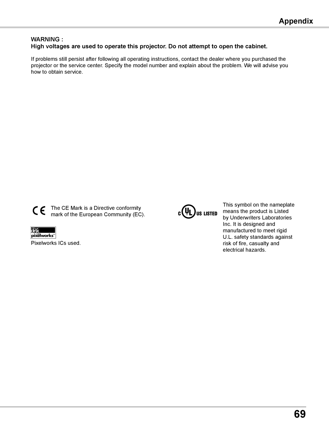 Sanyo PLC-XU305A, PLC-XU355A owner manual Appendix 