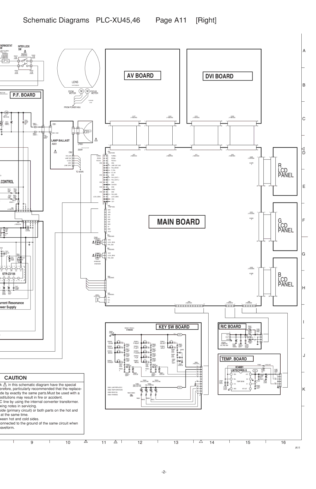 Sanyo service manual Schematic Diagrams PLC-XU45,46 A11 Right, Ower Supply 