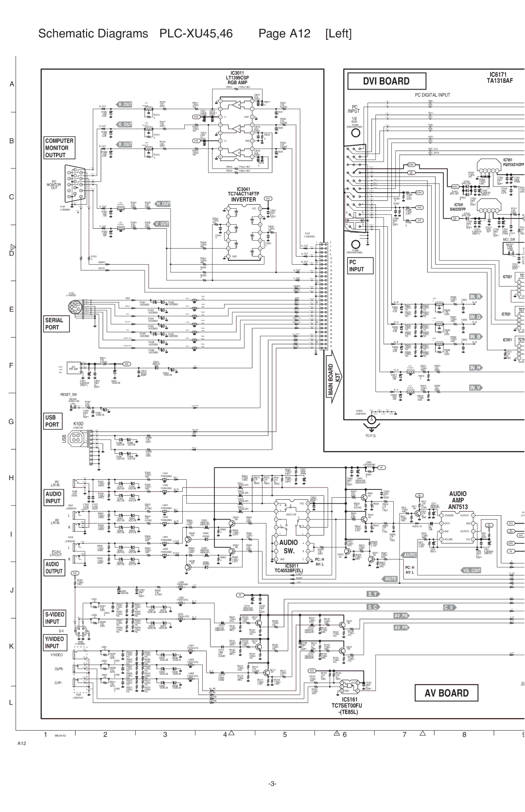 Sanyo service manual Schematic Diagrams PLC-XU45,46 A12 Left, IC6171, Audio 