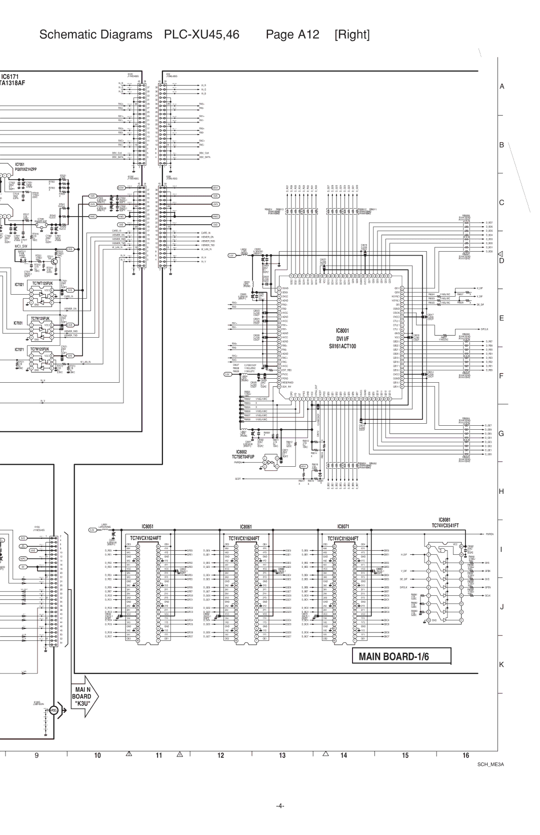 Sanyo service manual Schematic Diagrams PLC-XU45,46 A12 Right, TA1318AF 