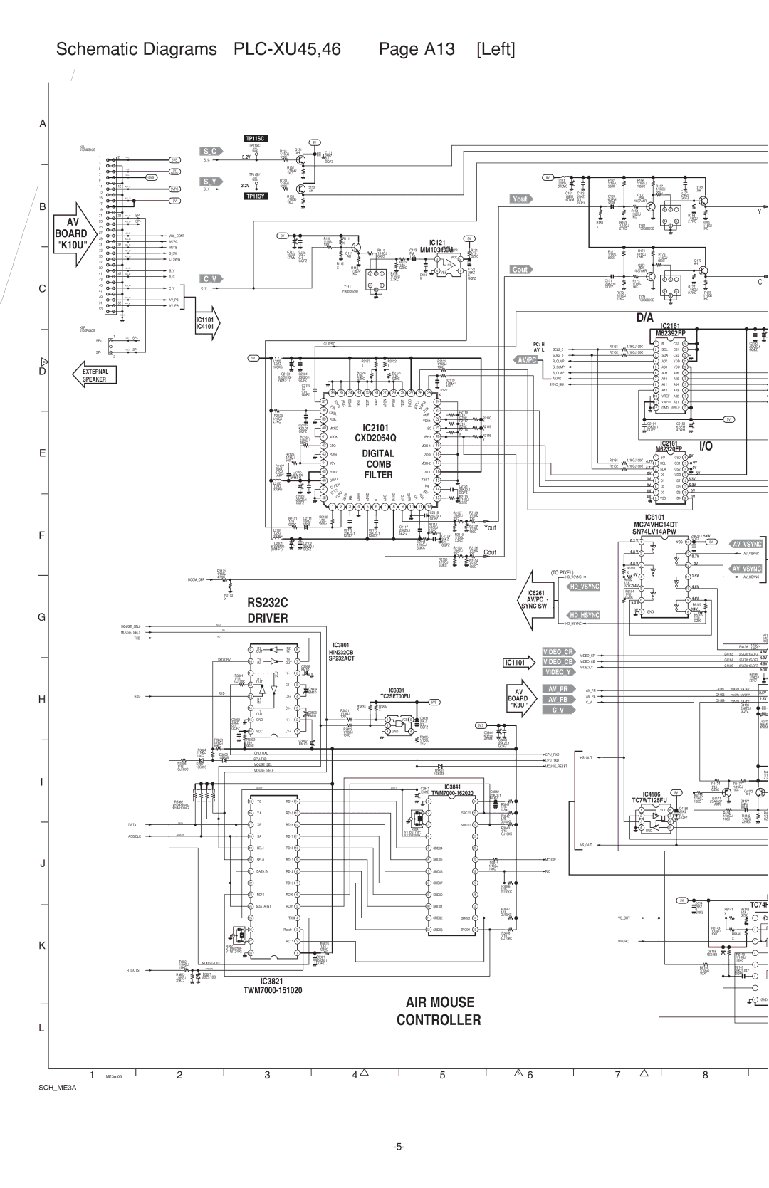 Sanyo service manual Schematic Diagrams PLC-XU45,46 A13 Left, Digital 