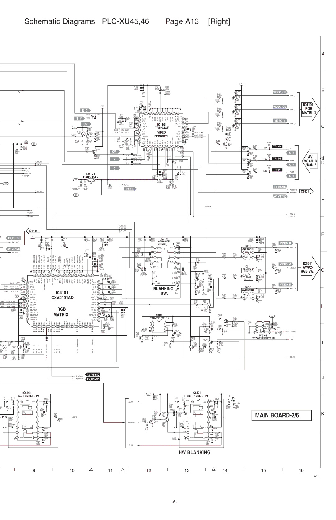 Sanyo service manual Schematic Diagrams PLC-XU45,46 A13 Right, Matri 